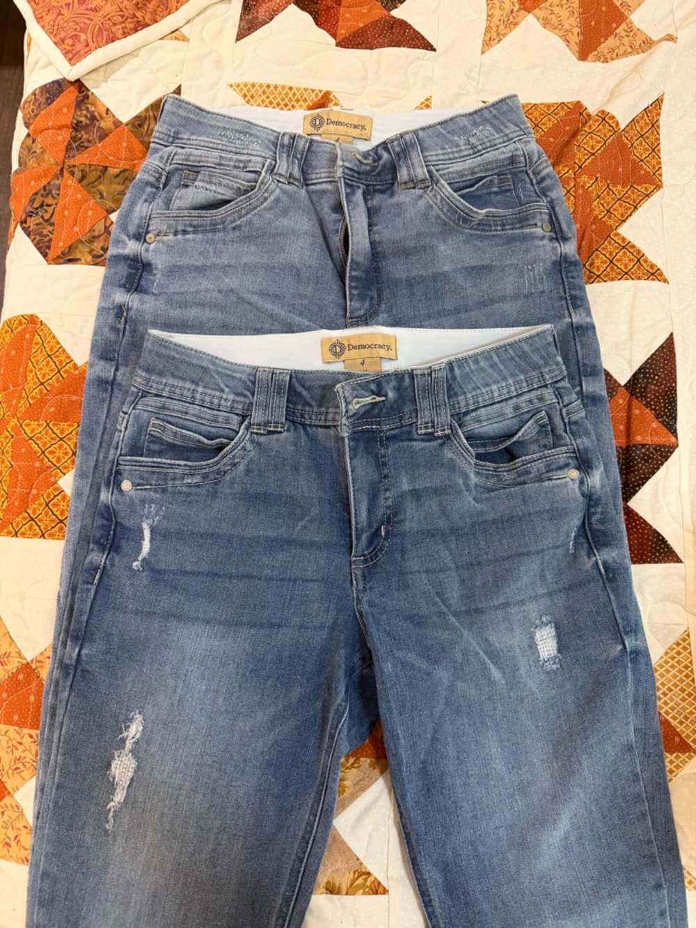 2 Pair Democracy Medium Wash Distressed Skinny Jeans